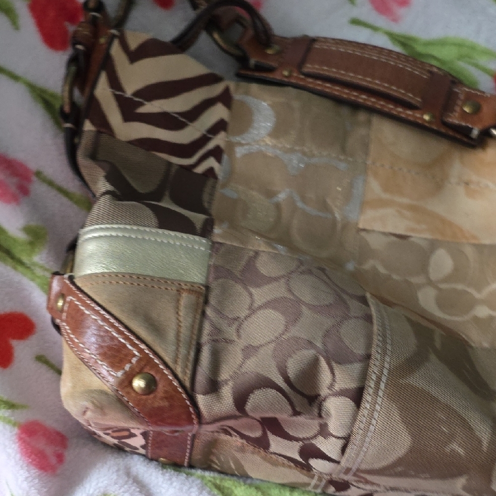 Patchwork Beige & Brown Shoulder Bag - image 11